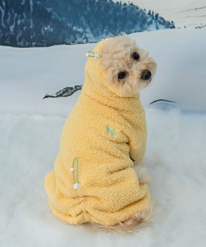 강아지옷 겨울 올인원 넥워머 후리스 버터옐로우