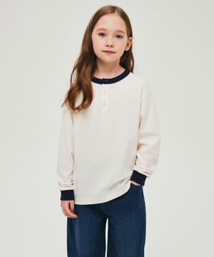 헨리 넥 링거 긴소매 티셔츠 [크림]