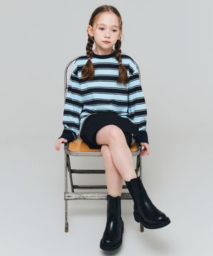 멀티 스트라이프 크루 넥 긴소매 티셔츠 3 [네이비]