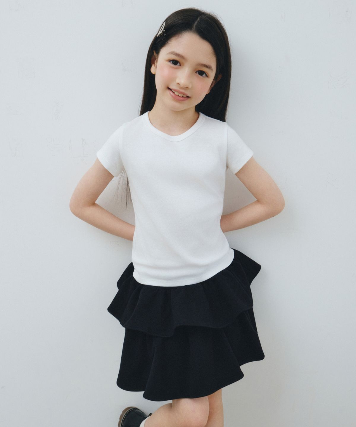무신사 스탠다드 키즈(MUSINSA STANDARD KIDS) 슬림 크루 넥 티셔츠 [화이트]
