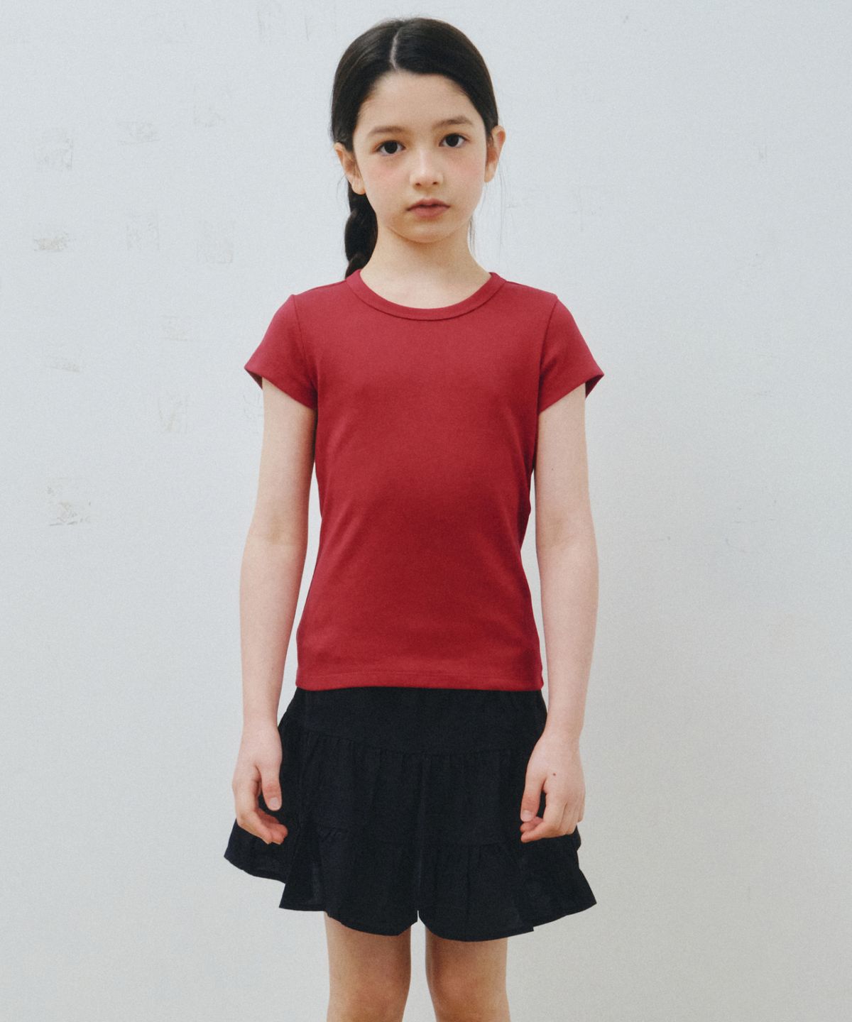 무신사 스탠다드 키즈(MUSINSA STANDARD KIDS) 슬림 크루 넥 티셔츠 [칠리 레드]