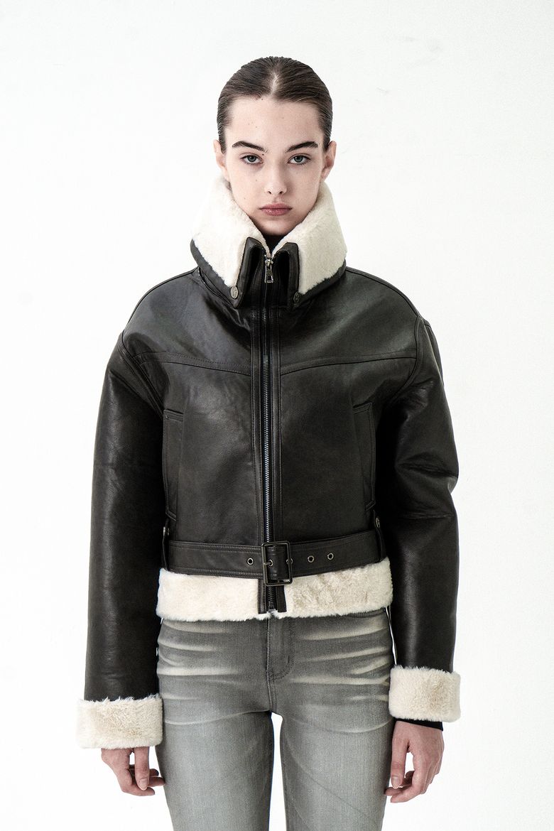 LINE BELT MUSTANG JACKET DARK BROWN