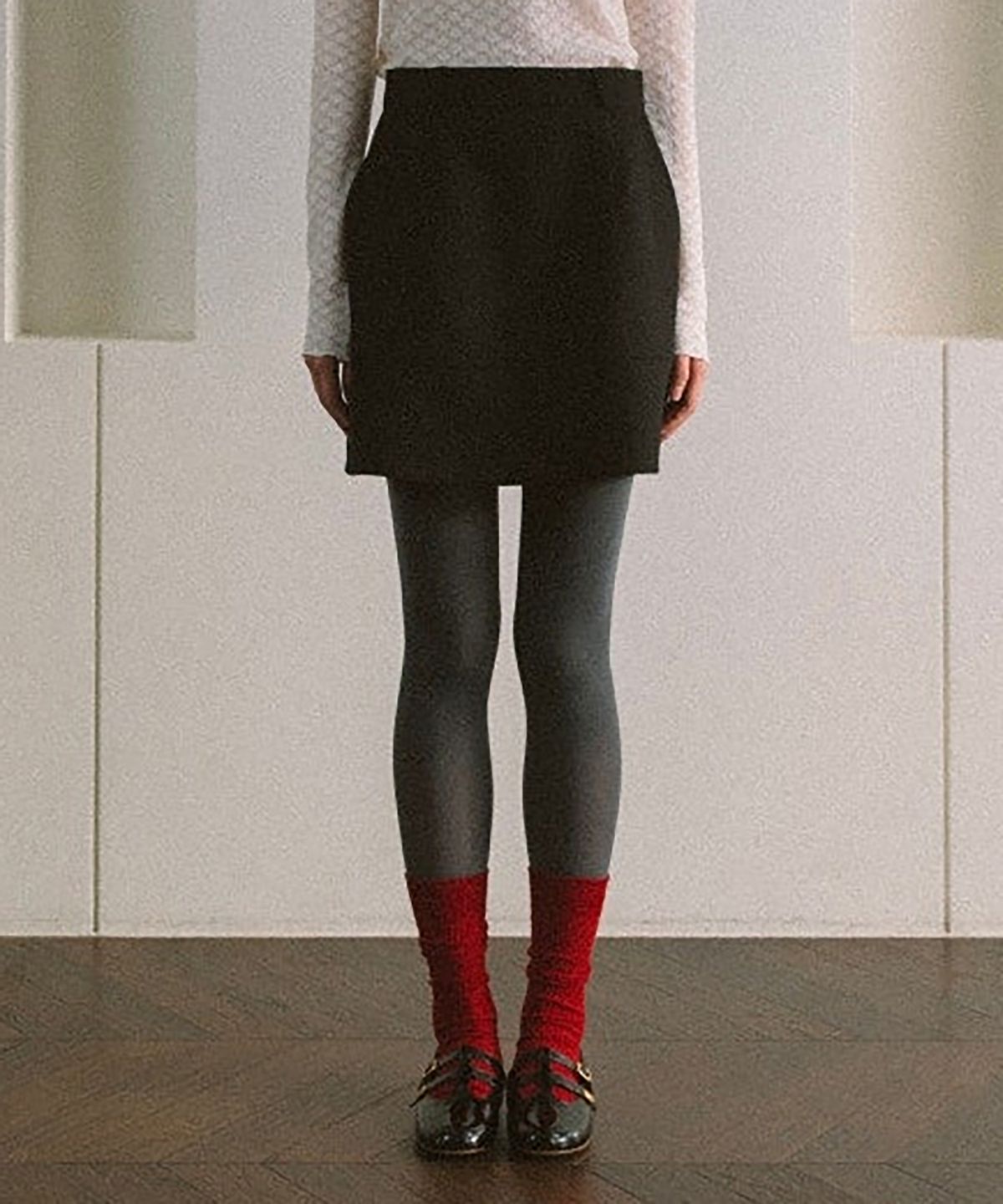 러브어스유(LOVEUSU) Blend Wool Mini Skirt (Black)