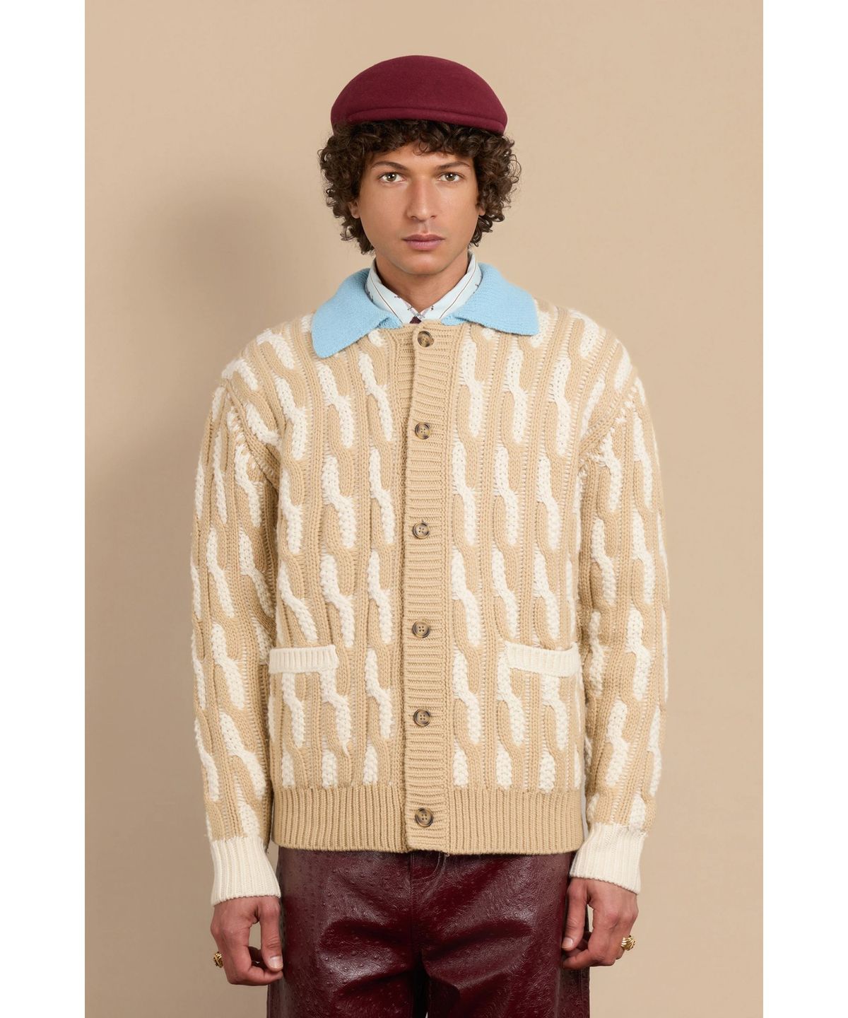 드롤드무슈(DROLE DE MONSIEUR) Le Cardigan Torsades Bicolore D0WCW25223WHM
