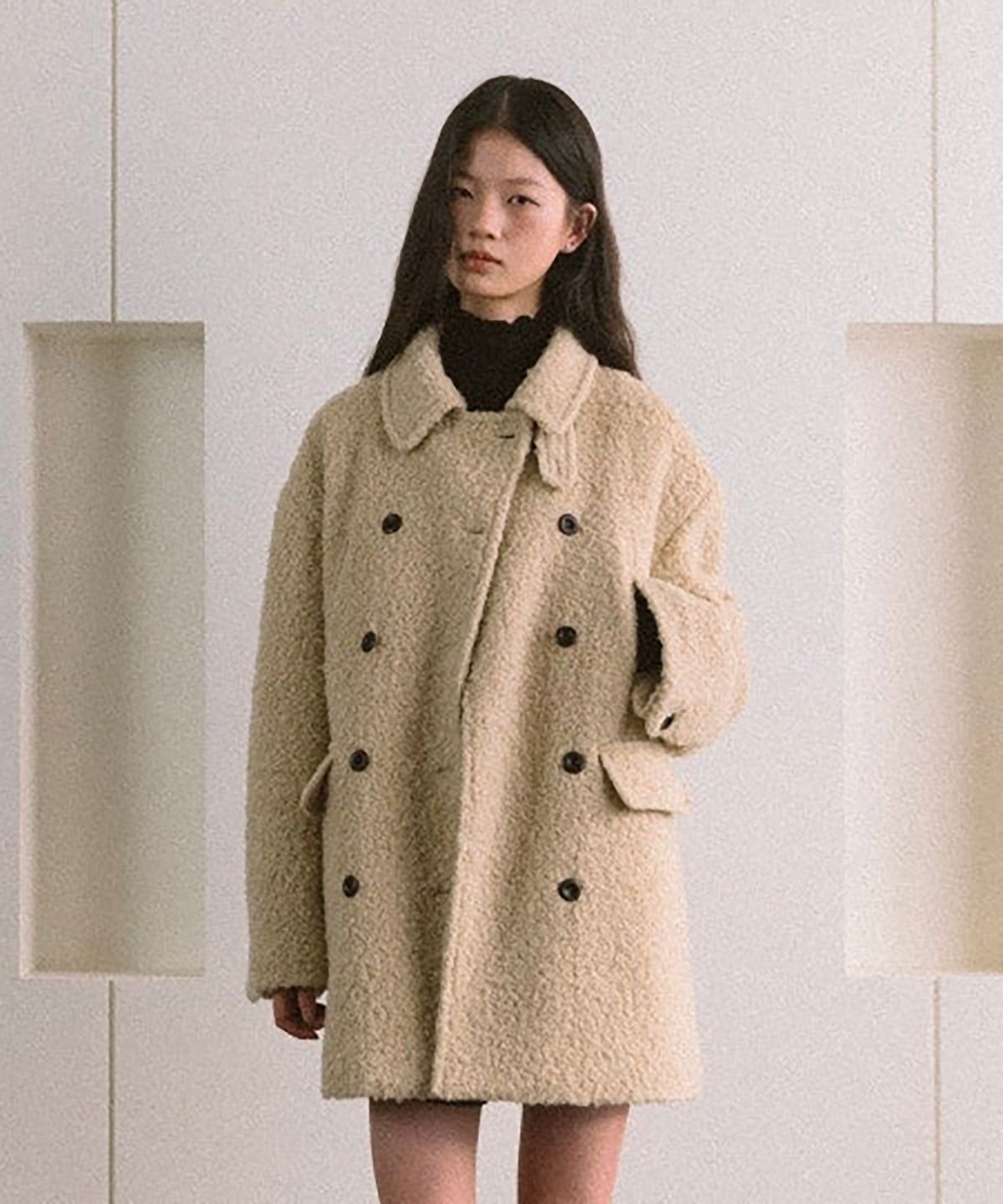 러브어스유(LOVEUSU) Warm Double Coat (Butter)