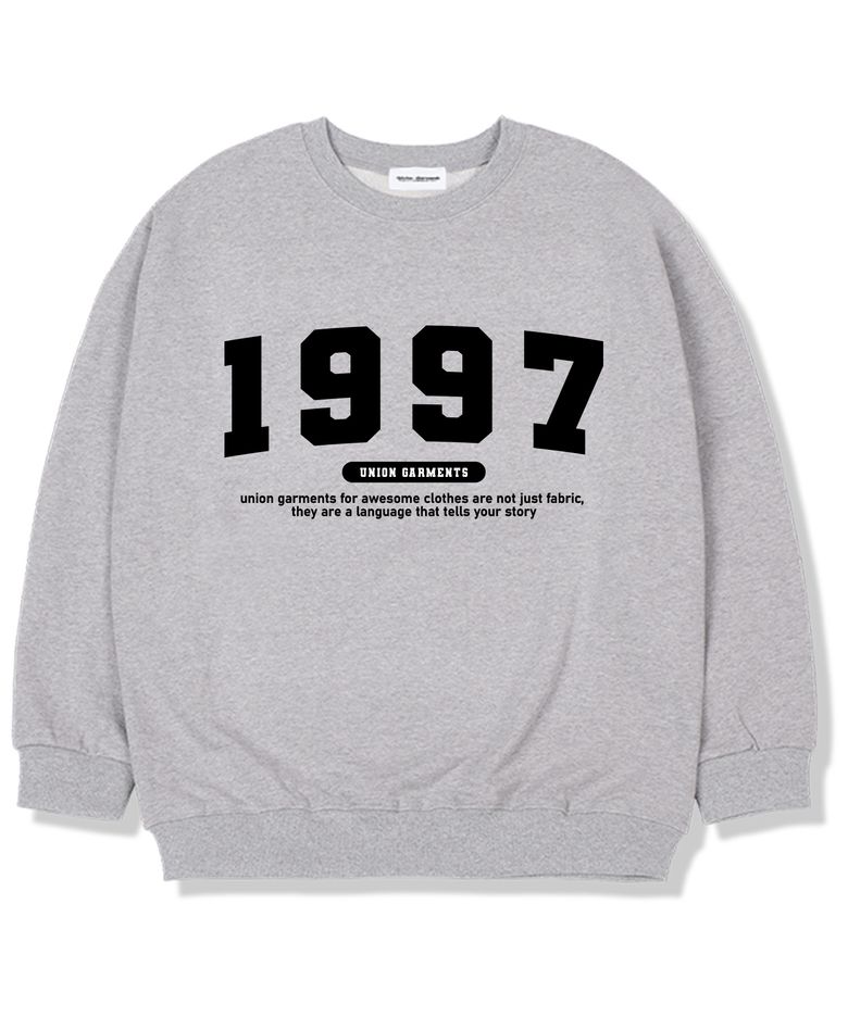 1997넘버로고 기모안감 오버핏 맨투맨 티셔츠 그레이