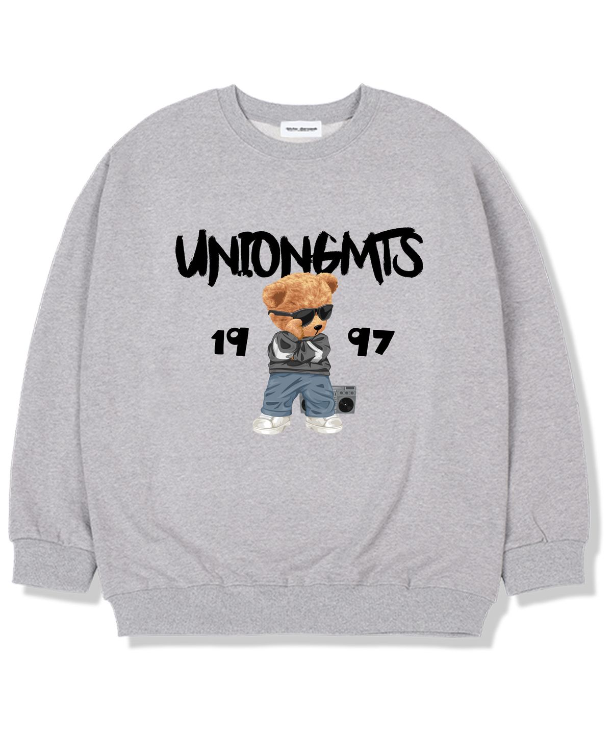 유니온가먼츠(UNION GARMENTS) 댄서베어 기모안감 오버핏 맨투맨 티셔츠 그레이