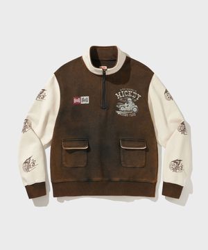 MICKEY MOUSE_OLD HALF ZIP UP [Black Night]