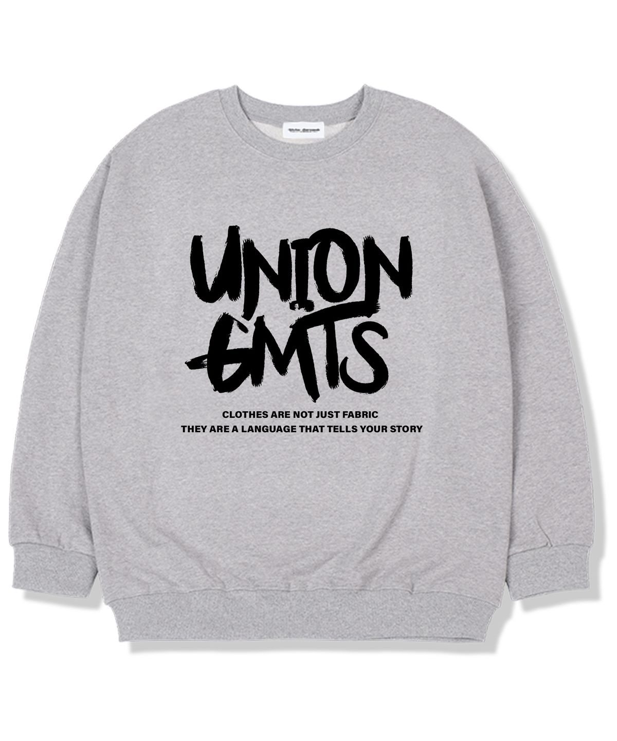 유니온가먼츠(UNION GARMENTS) GMTS로고 기모안감 오버핏 맨투맨 티셔츠 그레이