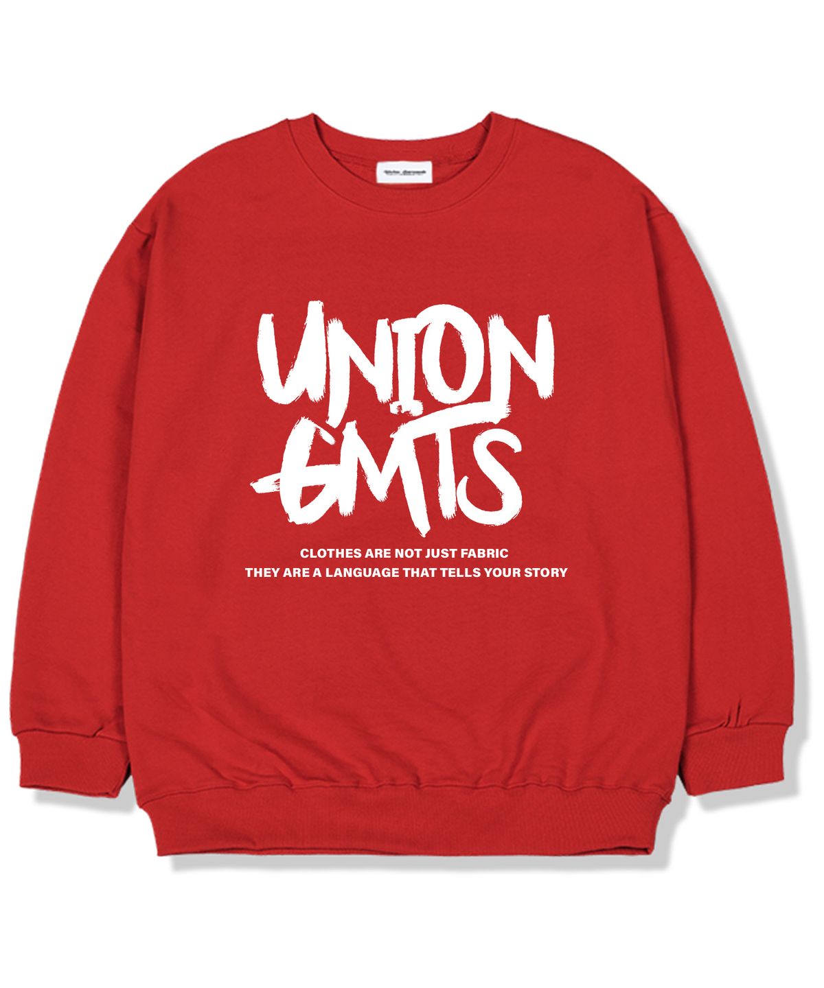 유니온가먼츠(UNION GARMENTS) GMTS로고 기모안감 오버핏 맨투맨 티셔츠 레드