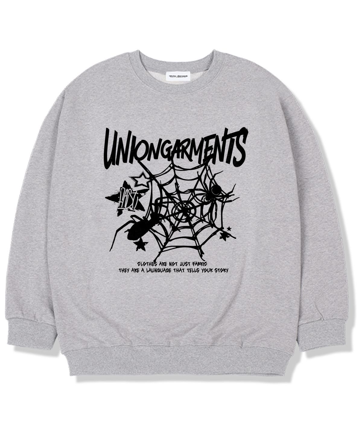 유니온가먼츠(UNION GARMENTS) 스파이더 기모안감 오버핏 맨투맨 티셔츠 그레이
