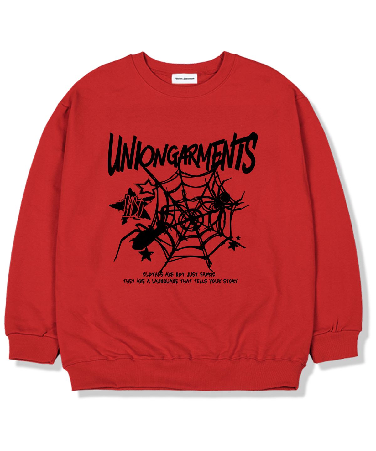 유니온가먼츠(UNION GARMENTS) 스파이더 기모안감 오버핏 맨투맨 티셔츠 레드