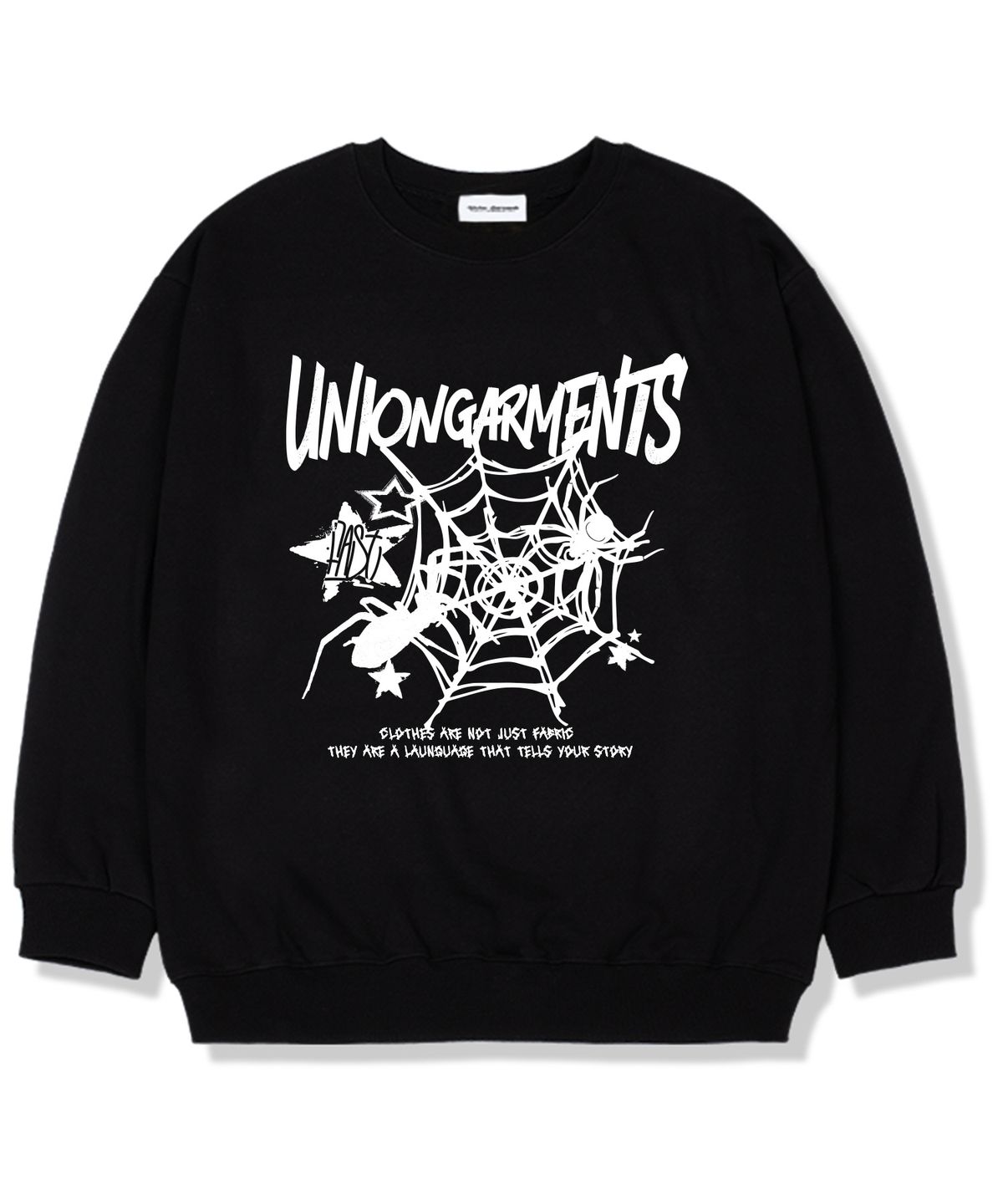 유니온가먼츠(UNION GARMENTS) 스파이더 기모안감 오버핏 맨투맨 티셔츠 블랙