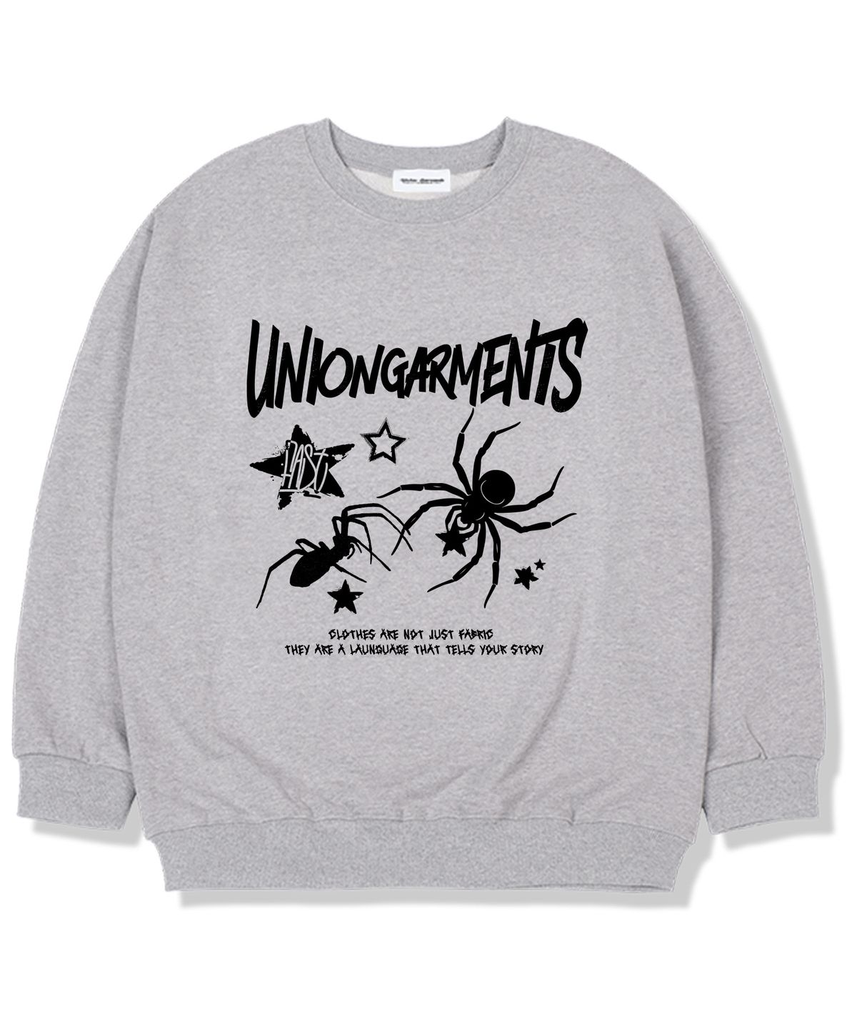 유니온가먼츠(UNION GARMENTS) 스타스파이더 기모안감 오버핏 맨투맨 티셔츠 그레이