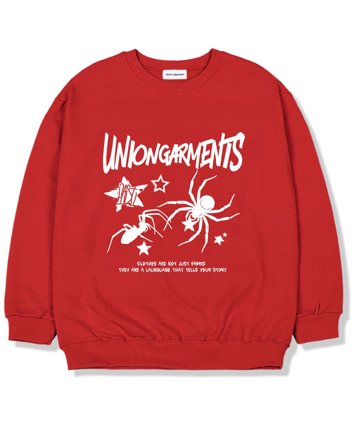 유니온가먼츠(UNION GARMENTS) 스타스파이더 기모안감 오버핏 맨투맨 티셔츠 레드
