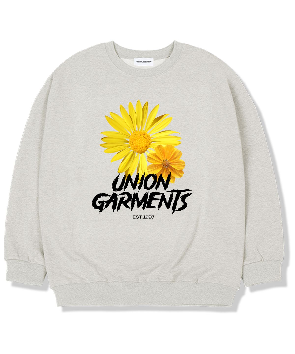 유니온가먼츠(UNION GARMENTS) 빅플라워 기모안감 오버핏 맨투맨 티셔츠 오트밀