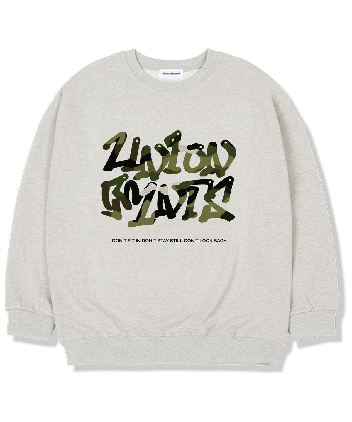 유니온가먼츠(UNION GARMENTS) 밀리메리아로고 기모안감 오버핏 맨투맨 티셔츠 오트밀