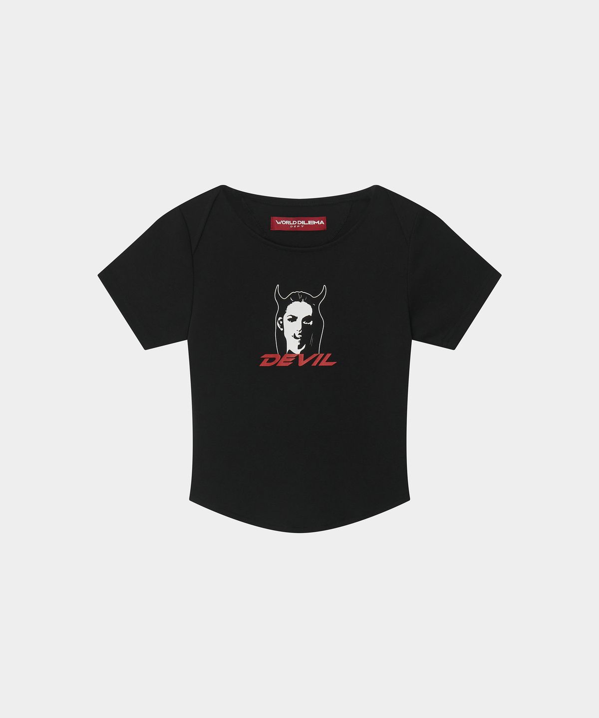 월드딜레마(WORLDDILEMA) DEVIL PRINTING TIGHT HALF T-SHIRTS (BLACK)