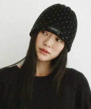 미니 도트 플리스 비니 (블랙)