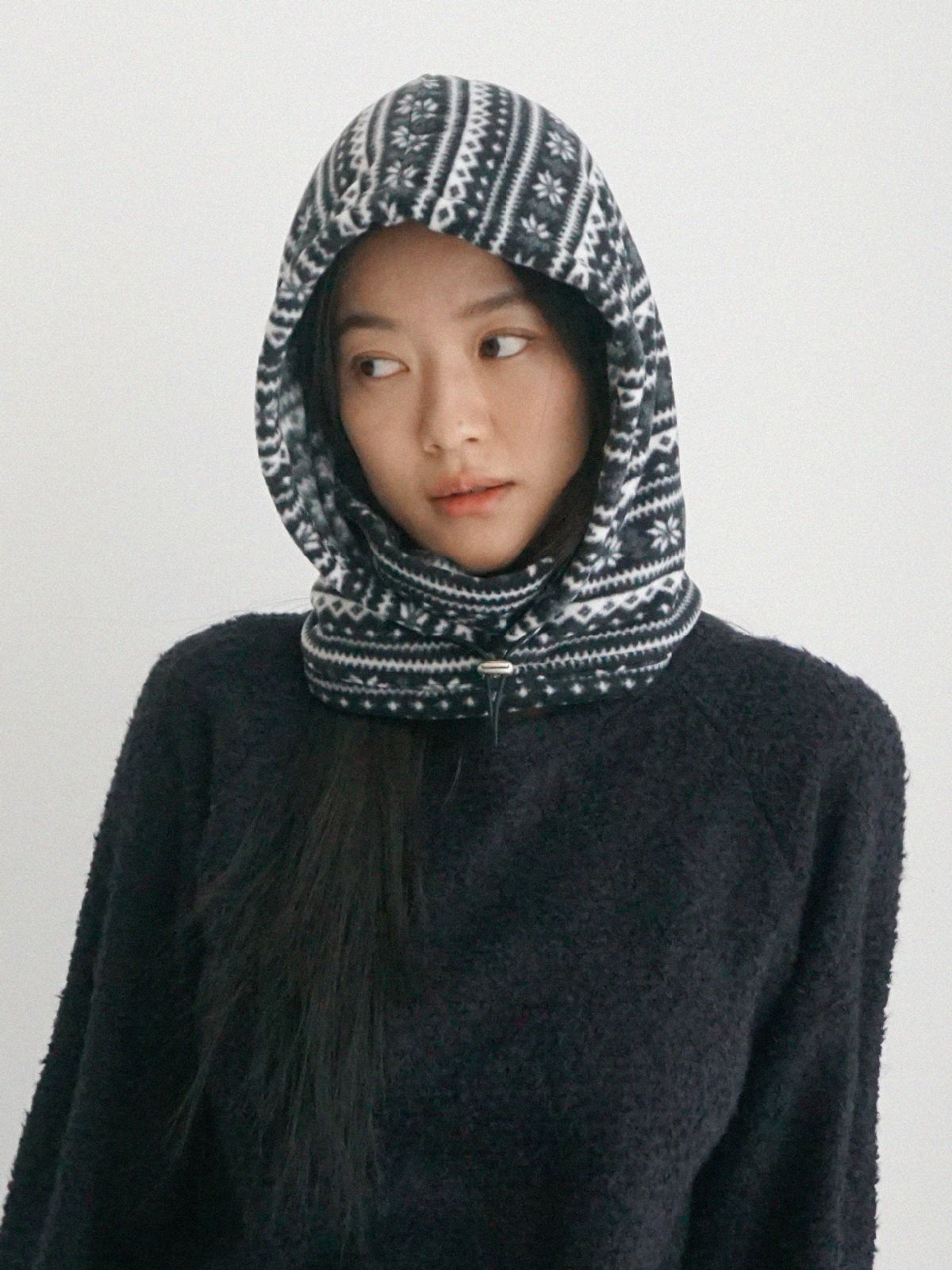 쿠키시(KOOKEESEE) 폴라플리스 바라클라바 (눈꽃 블랙)