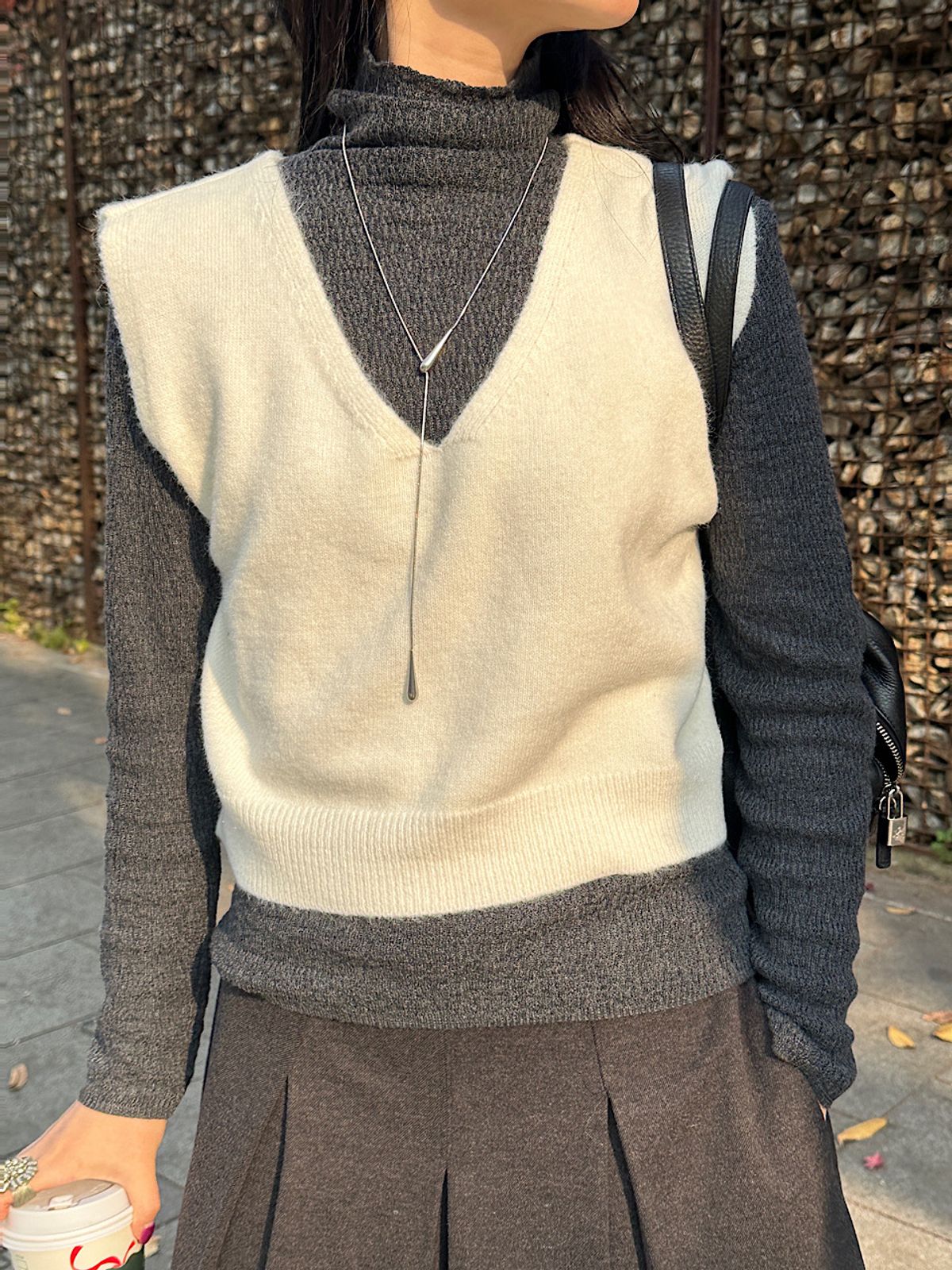 아포엠(APOEM) Knit Layered Vest (2C)