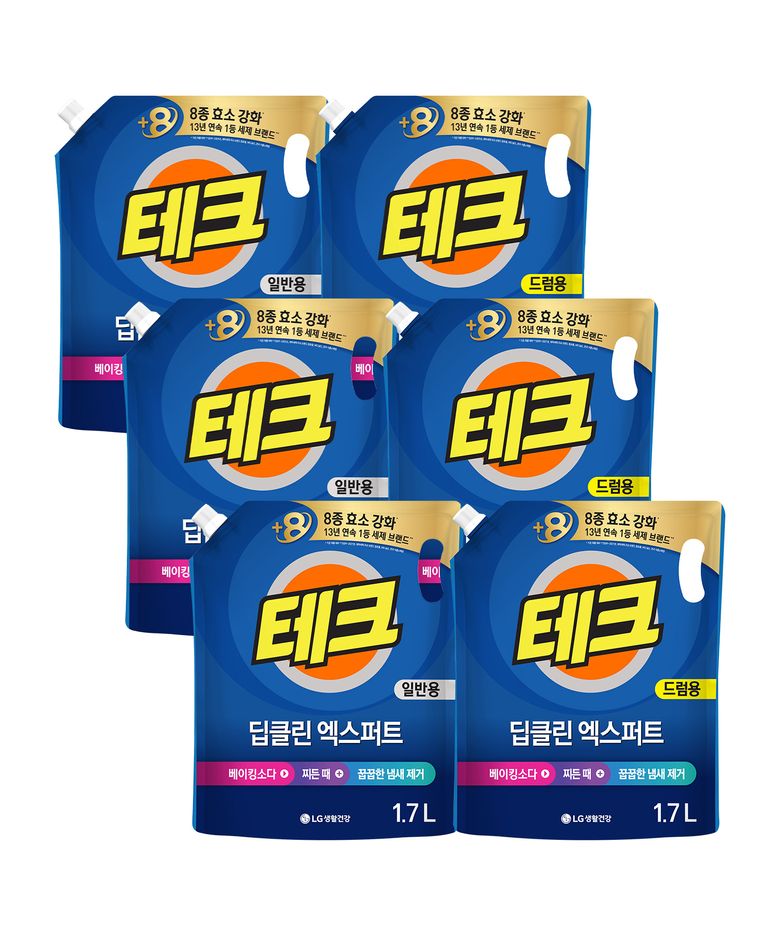 딥클린 엑스퍼트 액체세제 리필 1.7L x 6개 (일반/드럼)