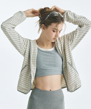 스트라이프 플리스 후드집업_MIWJMG116C