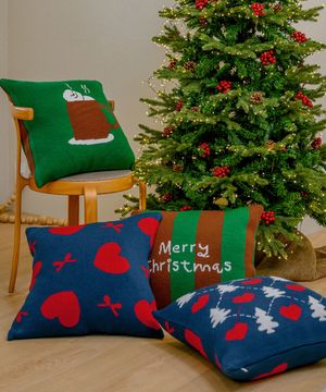 크리스마스 겨울 니트 쿠션 + 쿠션솜 세트 50*50 2종