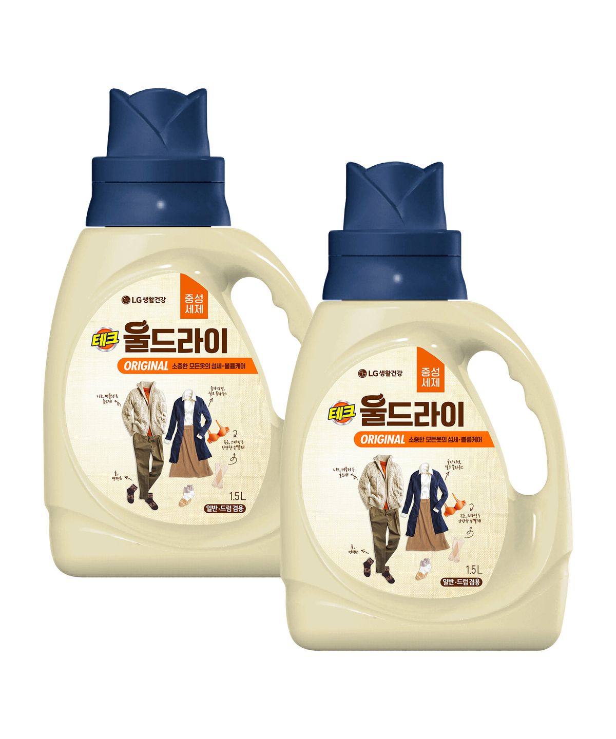 테크(TECH) 울드라이 중성세제 오리지널 용기 1.5L x 2개