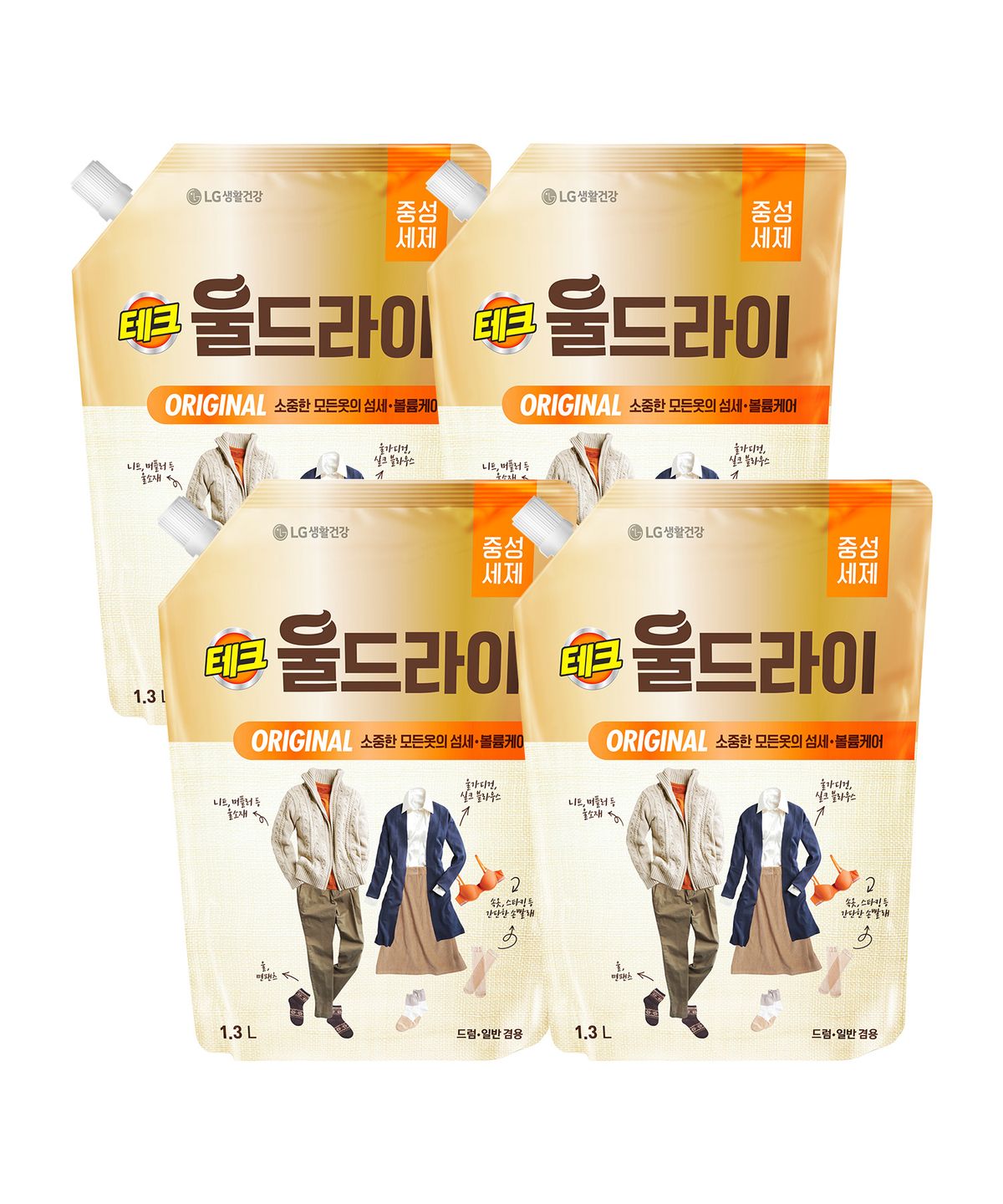 테크(TECH) 울드라이 중성세제 오리지널 리필 1.3L x 4개