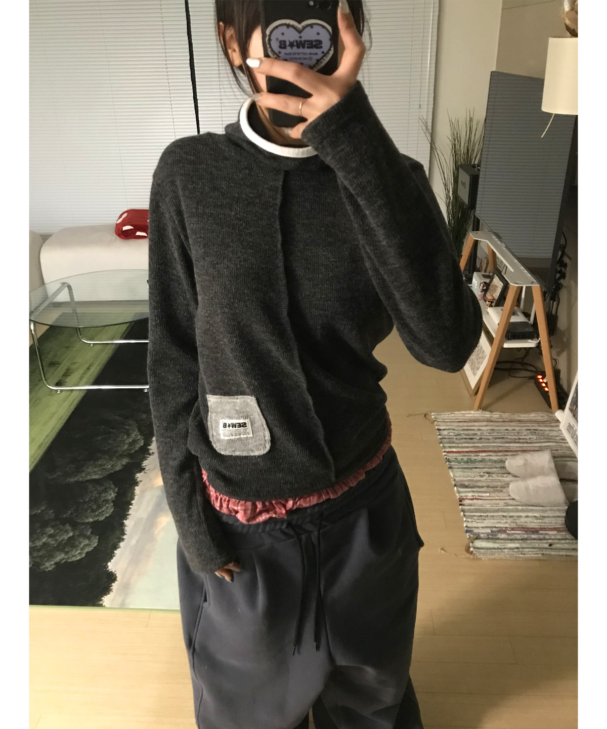 쏘비(SEW-B) 바라클라바 후드티 (세미크롭) 딥