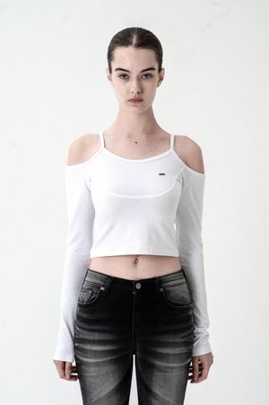SHOULDER SLIT LONG SLEEVE WHITE