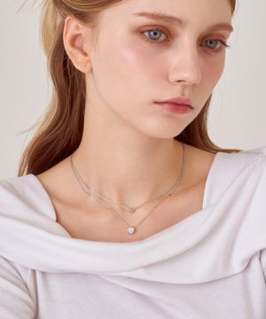 더블 스톤 두줄 레이어드 목걸이 ELBRNN245 (14K GOLD PALTED)