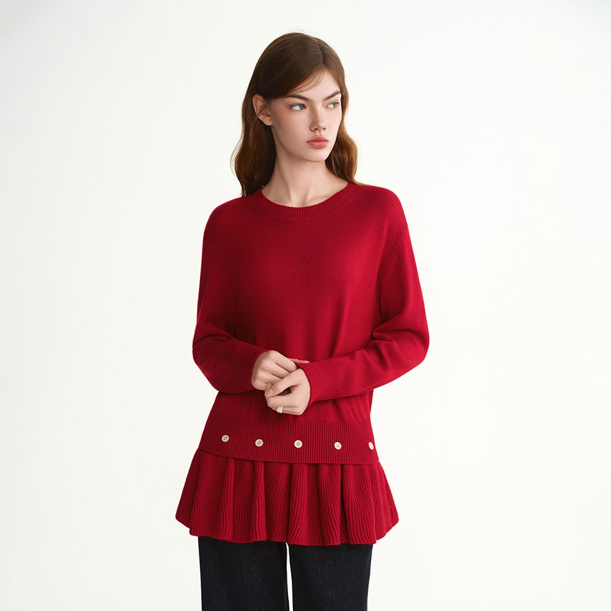 에이앤레이(AEIREI) AR_Frill crew neck sweater_2color