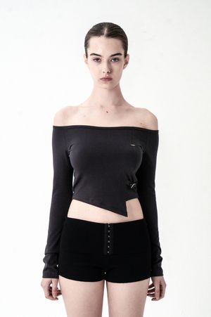 BELT UNBALANCED LONG SLEEVE CHARCOAL