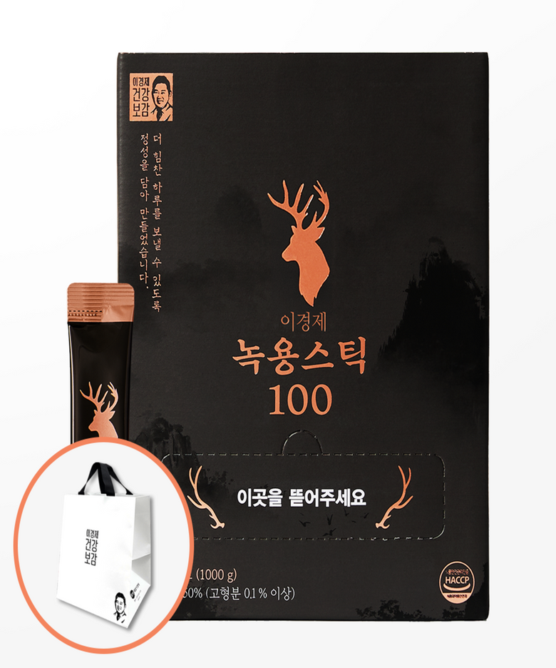 녹용스틱100 녹용 부모님 선물 1박스(100포)+쇼핑백