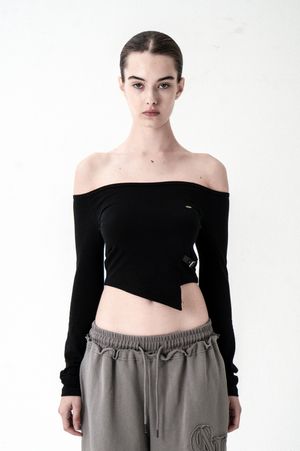BELT UNBALANCED LONG SLEEVE BLACK