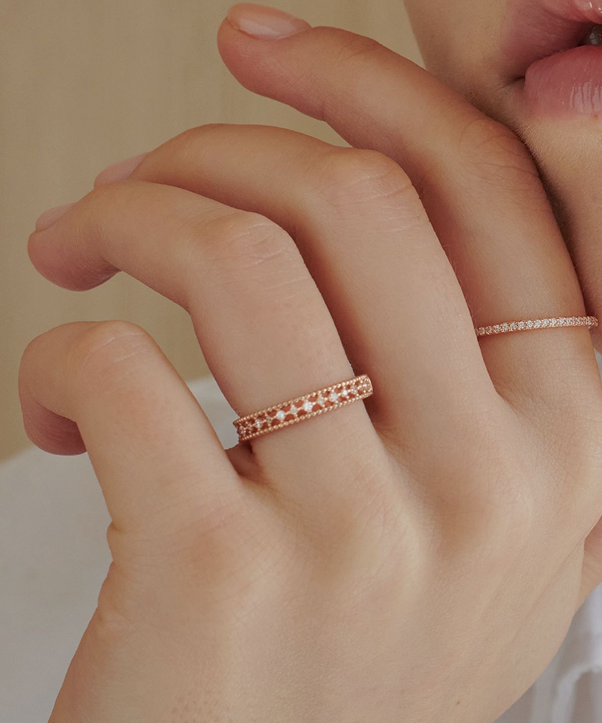 러비앤비(LOVEENB) [14K gold] 빼를리 골드 큐빅 반지