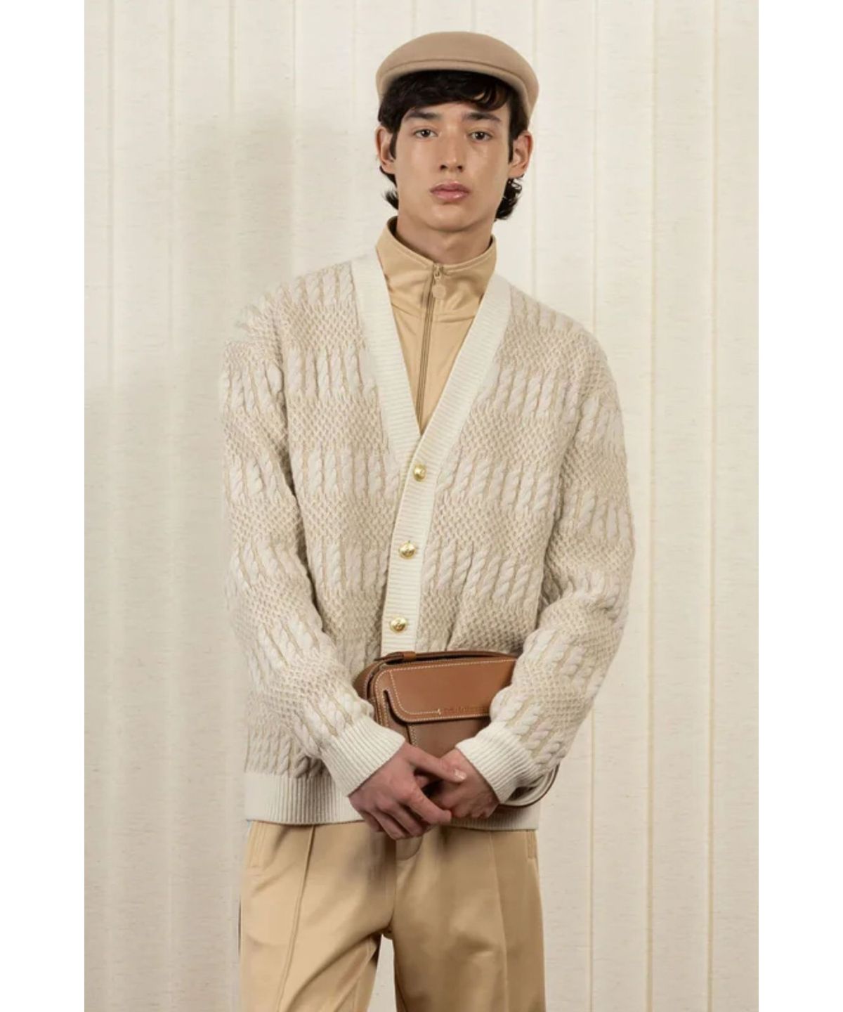드롤드무슈(DROLE DE MONSIEUR) Le Cardigan Torsades Bicolore D0WCA25201WHM