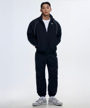 [SET-UP] 파이핑 트랙 스포티 자켓 셋업 - Black