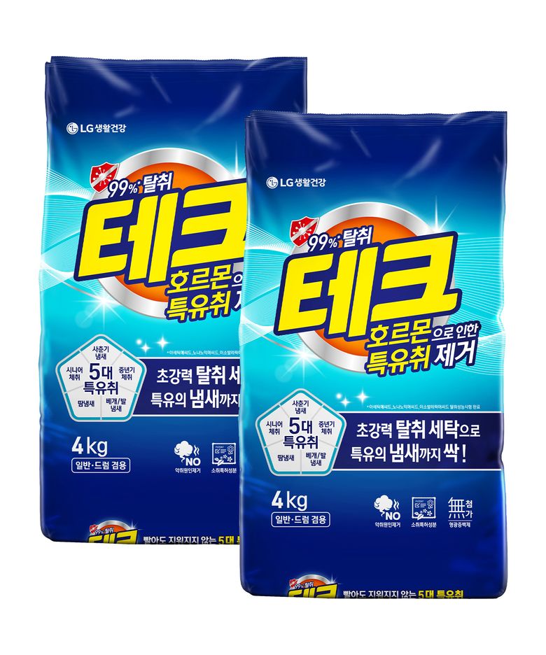 특유취 제거 분말세제 NEW 세탁세제 일반드럼 겸용 리필 4KG x 2개