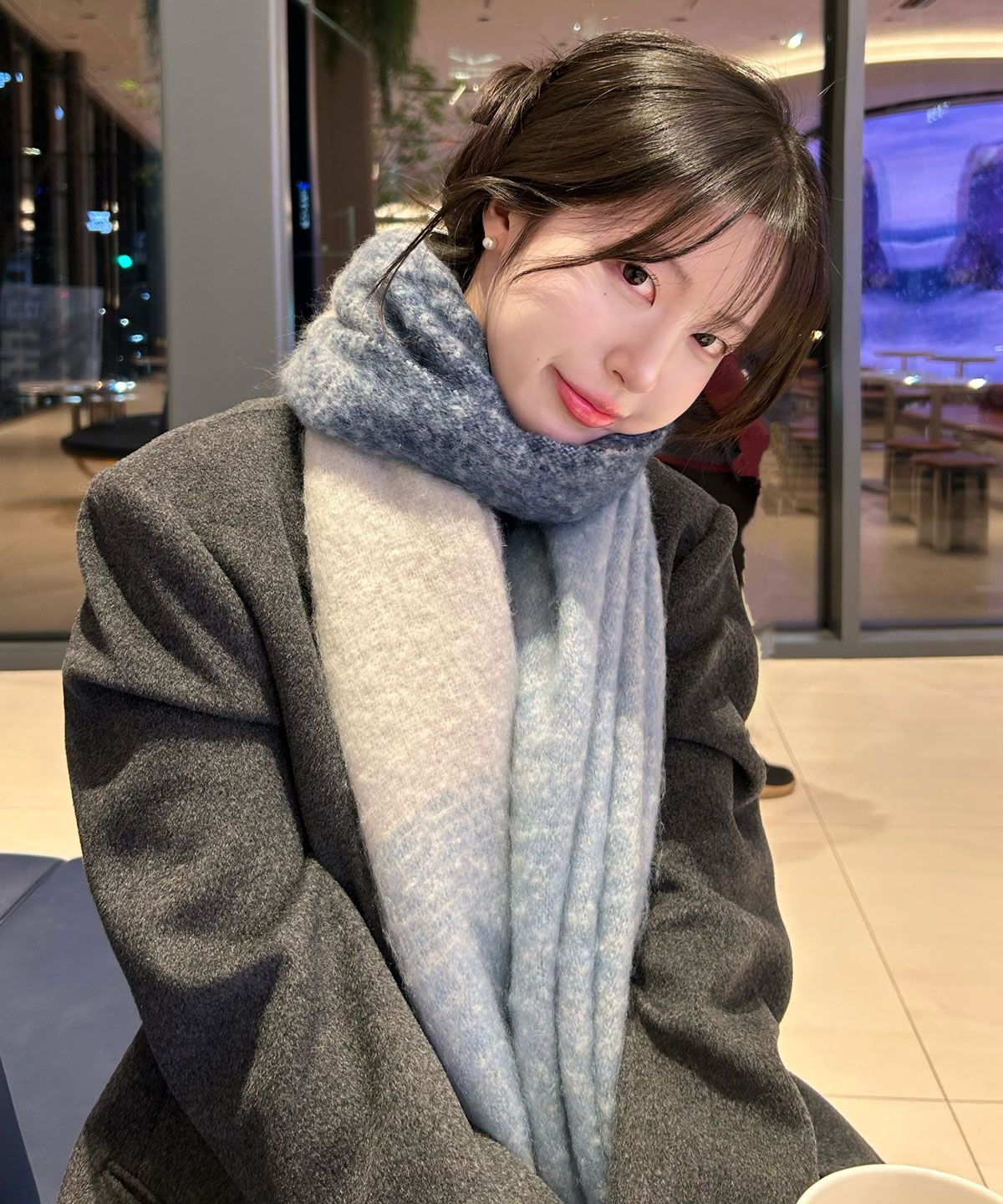 퍼머넌트 아카이브(permanentarchive) 브러쉬드 롱 니트 머플러 (블루)