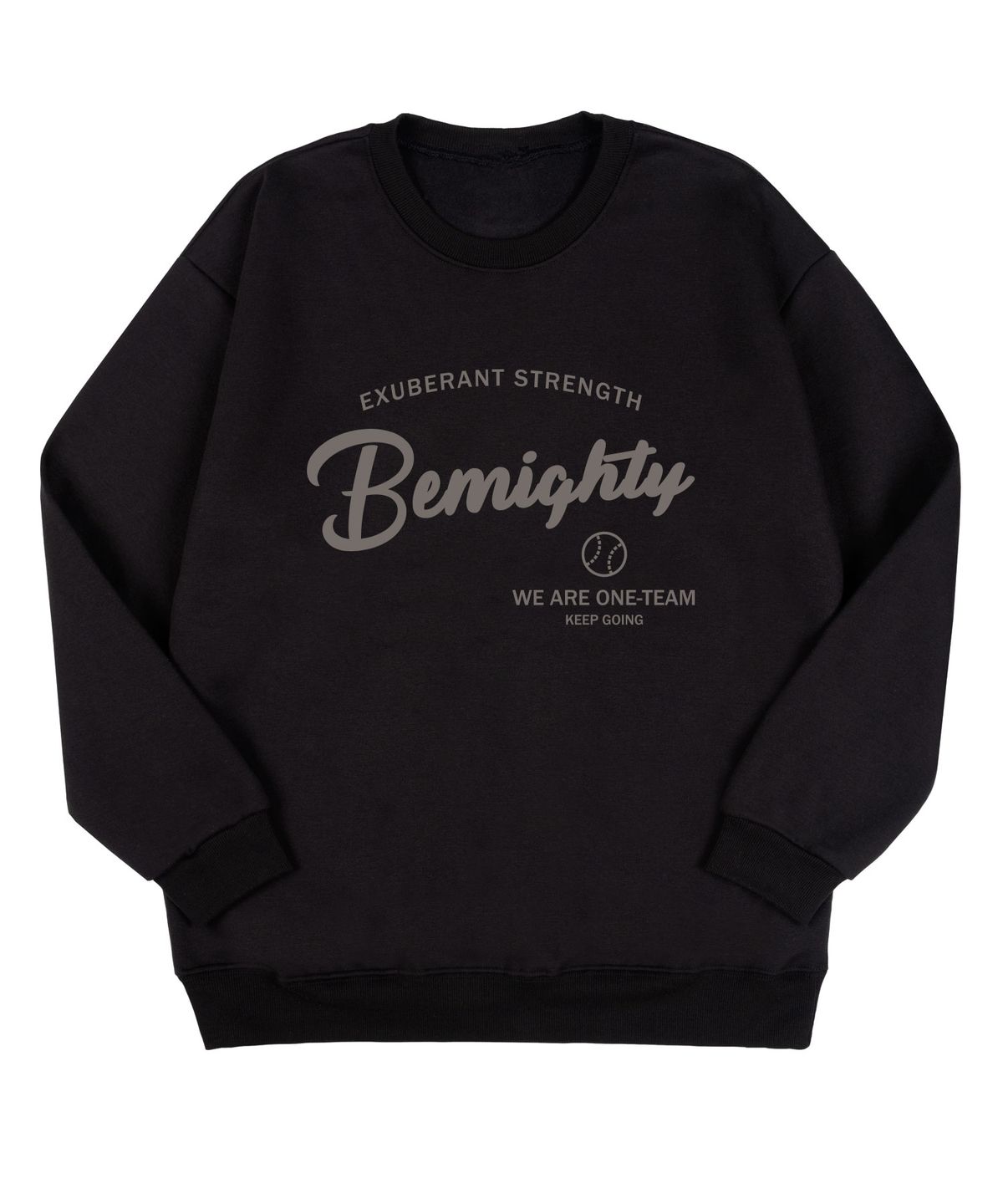 비마이티(BEMIGHTY) 원팀 레터링 기모 오버핏 스웨트셔츠 [블랙]