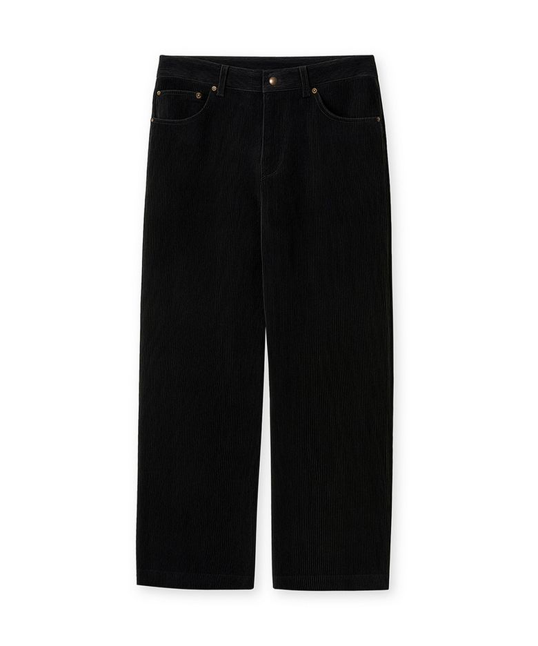 WIDE FIT 5 POCKET CORDUROY PANTS [BLACK]