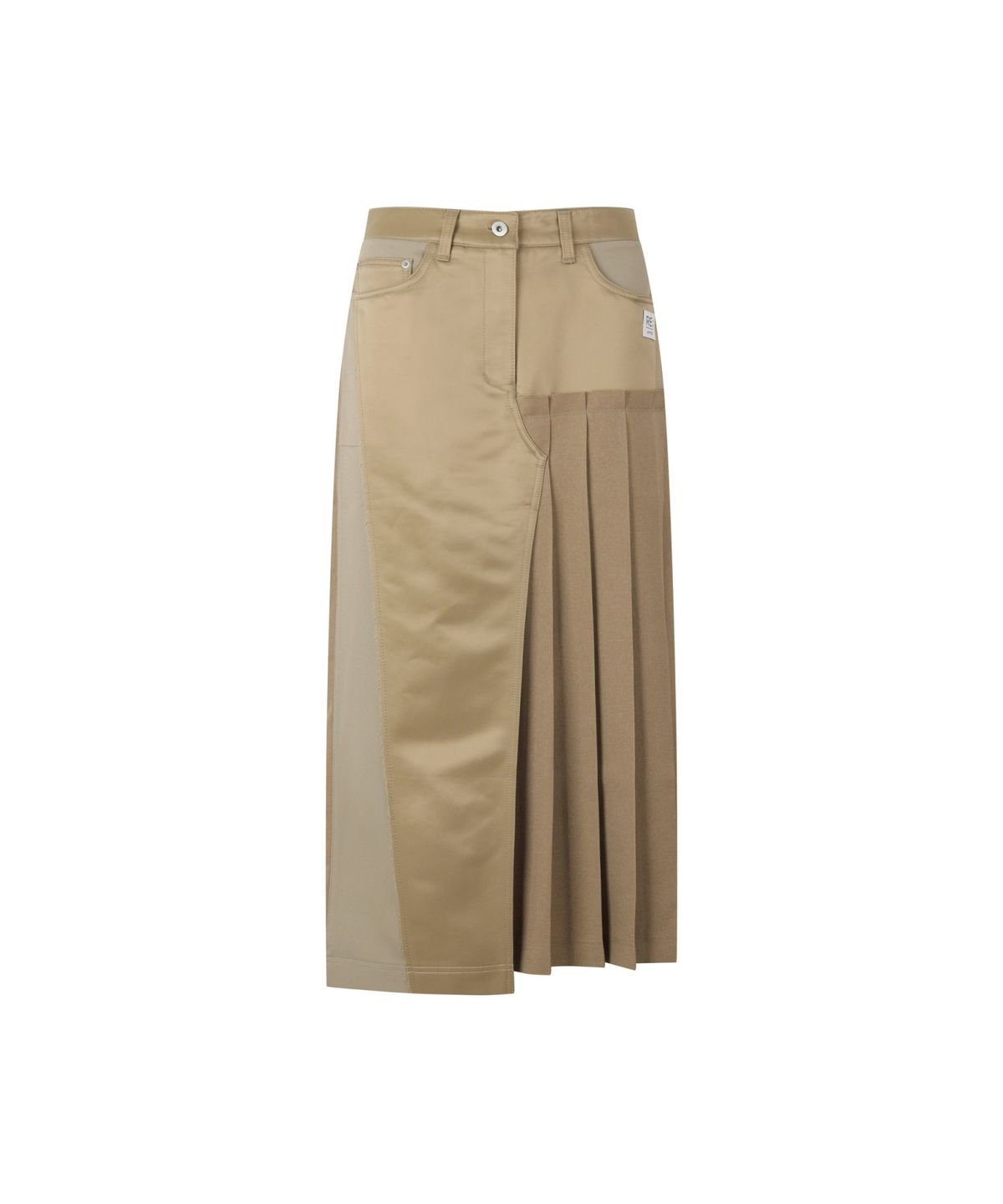 래코드(RECODE) Asymmetric Pleats Half Satin Skirt RQKAA25550BEX
