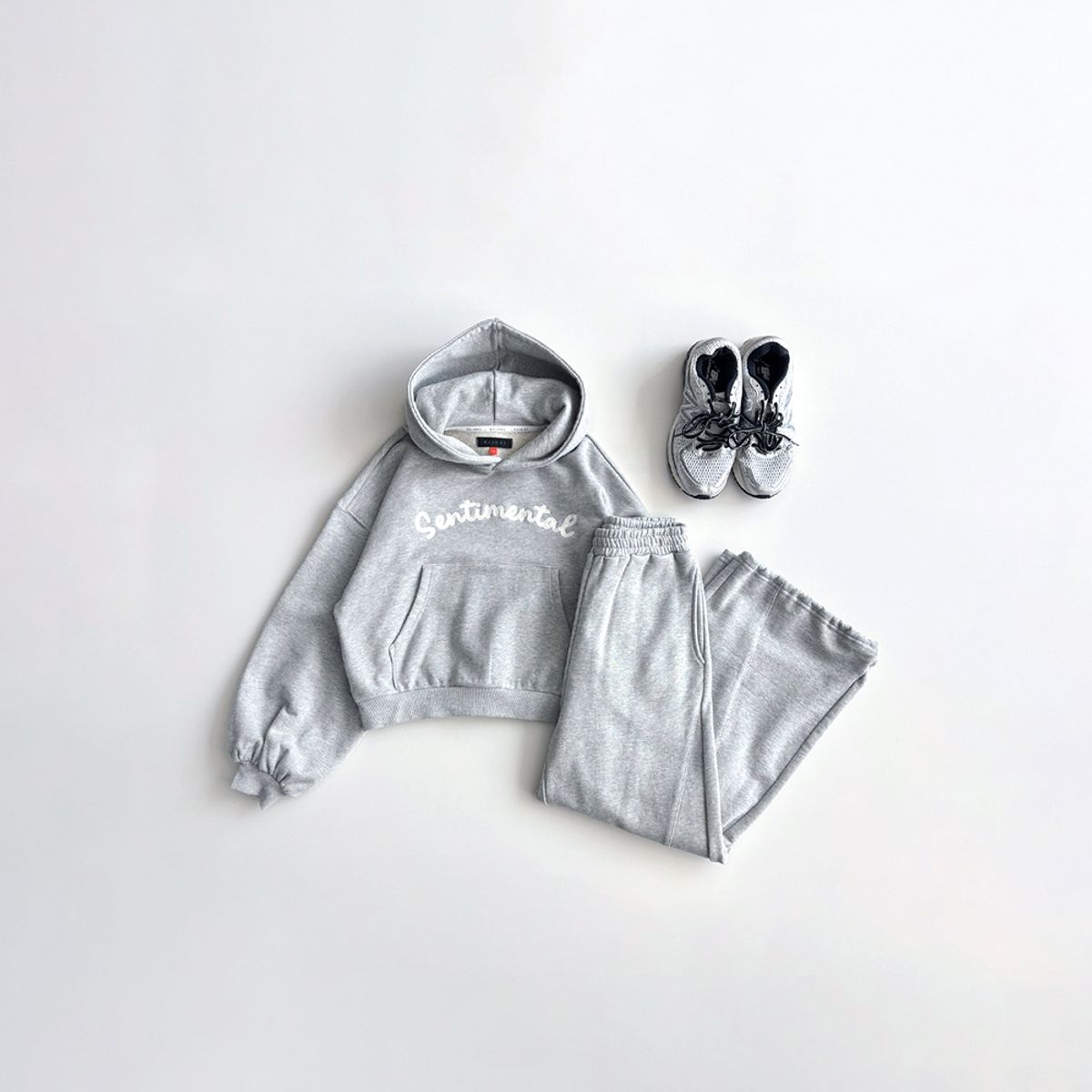 보조개(BOJOGE) 에그 후드티+슬라이드 팬츠(멜란지) SET