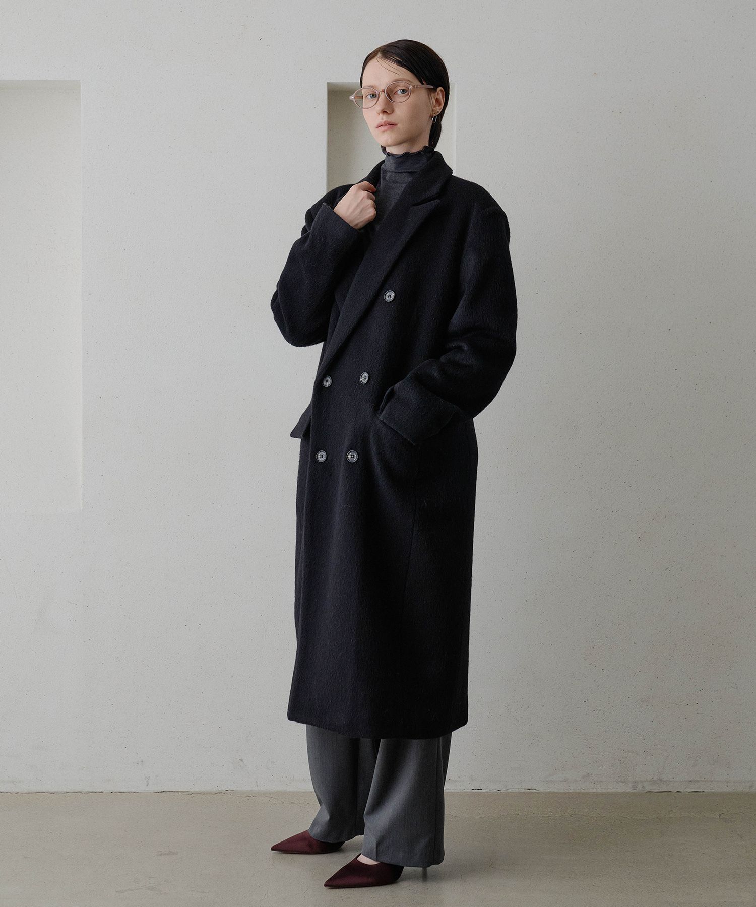 Anna Double Long Coat BLACK source detail 65