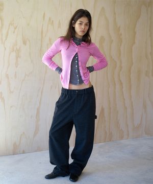 CHECK WOOL EASY PANTS