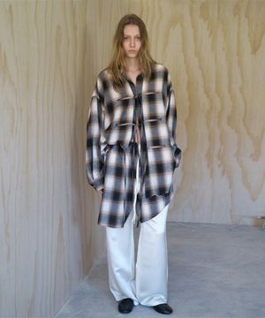 CHECK SKIRT LAYERED PANTS BEIGE