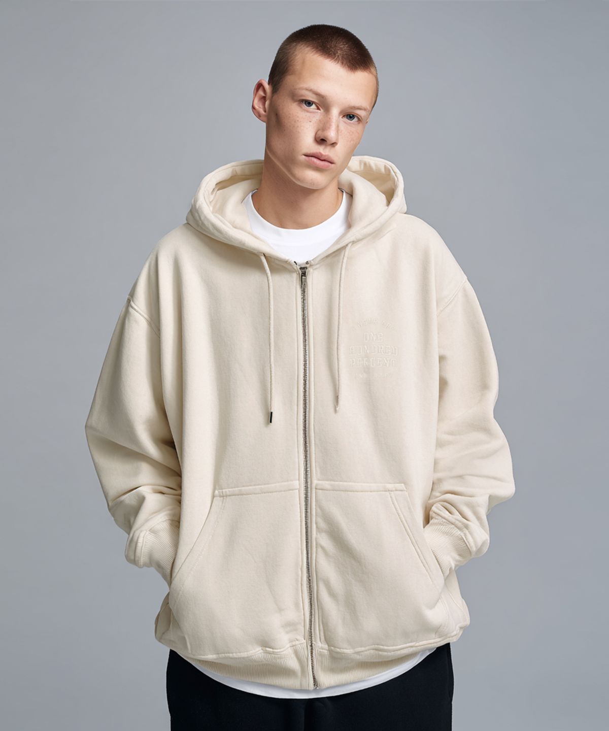 원헌드레드퍼센트(OHP) OHP 스탠다드 기모 후드집업 베이지
